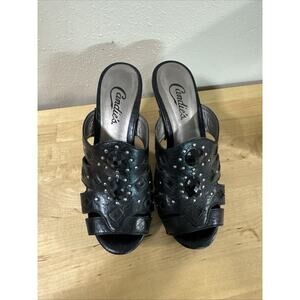 Candie's Black Embellished Open Toe Heels Size 6
